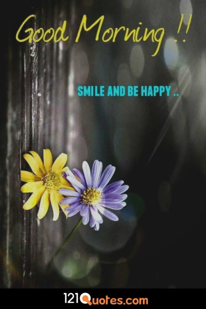 Good Morning Smile and Happy Wallpaper with Yellow and Blue Sun Flower